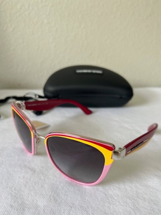 Dolce & Gabbana Sunglasses Pink Red&Yellow Logo Silver Retro Vintage Style main image 9